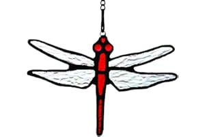 HAOSUM Dragonfly Stained Glass Window Hanging Suncatcher for Window Decoration Tiffany Glass Home Decor Dragonfly Gifts for Women,Mom 3×4.5 INCH