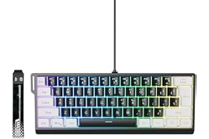 Luqeeg Wired Keyboard, Portable Computer Keyboard 60 Percent 61 Keys RGB Backlit Mechanical Feel USB Cable Ergonomic Keycap f
