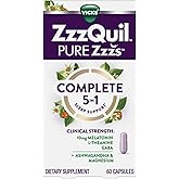 ZzzQuil Pure Zzzs Complete Sleep, Melatonin 10mg, L-Theanine, GABA, with Ashwagandha, and Magnesium, Melatonin Sleep Aid, 60 Count