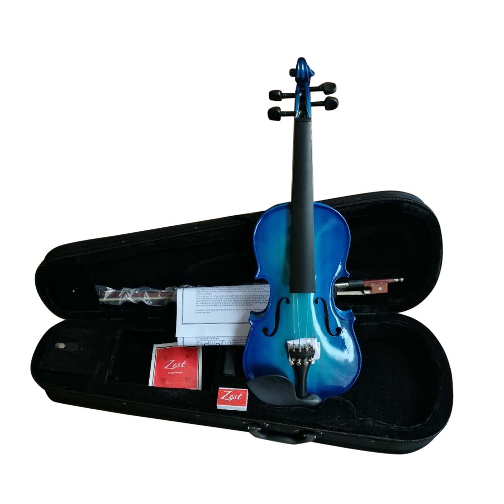 Zest Acoustic Violins with Bow & Padded Case (3/4, Blue Burst) Amazon