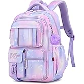 Girls backpack,Kids Backpack for Girl,Cute Elementary Bookbag Waterproof Large Capacity School Bag Backpacks for Girls (Purple)