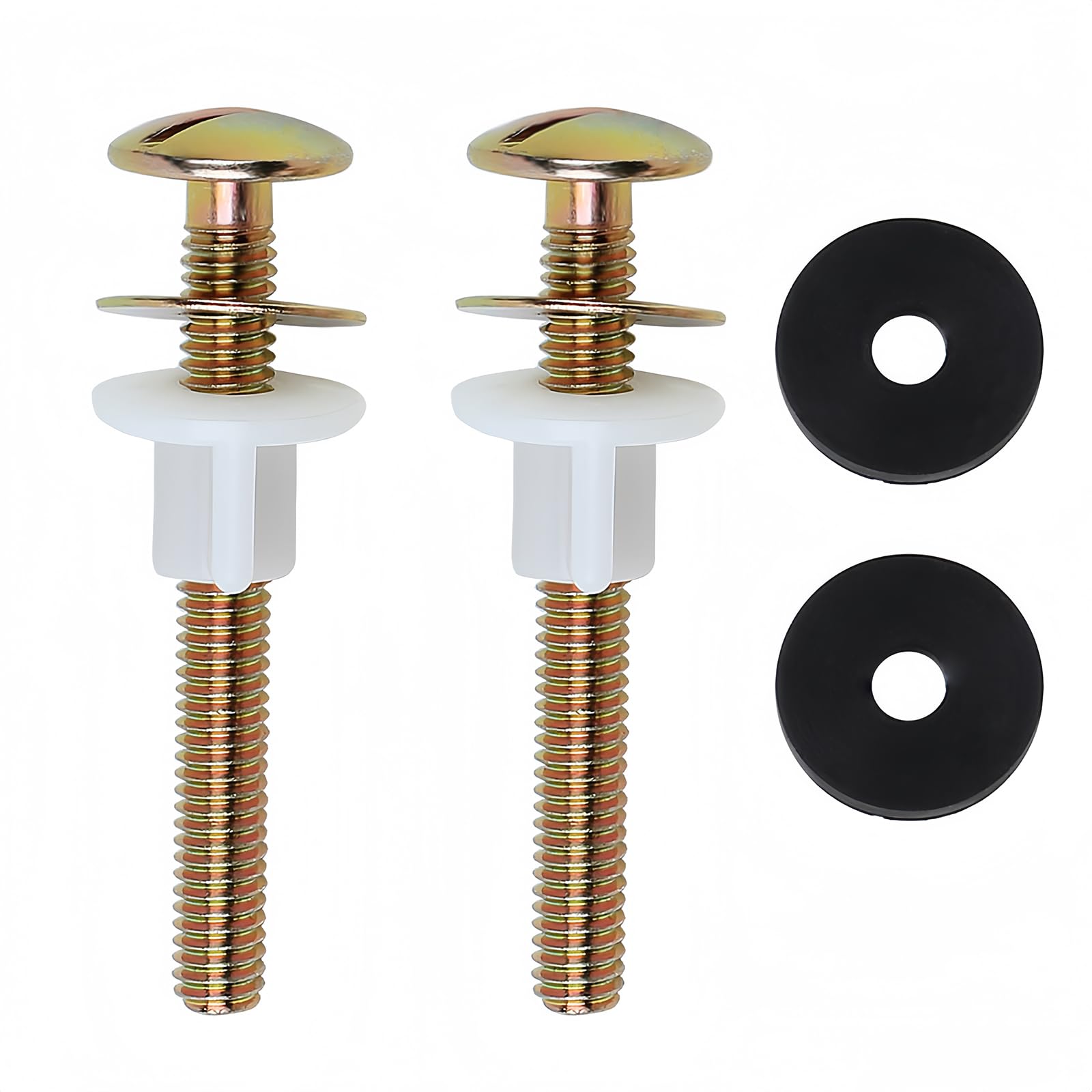 2 Pieces Toilet Seat Screws, Universal Carbon Steel Plated Toilet Lid Fittings and Fixtures, Toilet Blind Hole Fitting Kit for Toilet Seat Hinge Bolts Replacement Parts