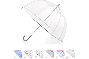 totes Kids Clear Bubble Umbrella with Dome Canopy, Lightweight Design, Wind and Rain Protection Umbrella, Clear, Kids - 38" Canopy