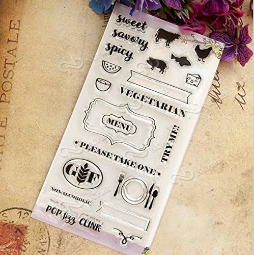 Dining Menu Food Eating Transparent Clear Silicone Stamp / Rubber Stamp / Seal for DIY scrapbooking / photo album / Card Making / Decorative clear stamp set
