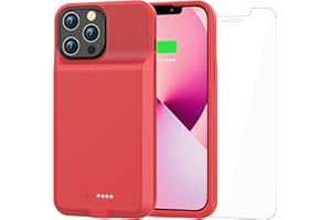 ATGIH Battery Case for iPhone 13 Pro Max 7000 mAh, Ultra-Slim Portable Charging Case Rechargeable Protective Anti-Fall Extended Battery Charger Cover for iPhone 13 Pro Max and 12 Pro Max 6.7"(Red)