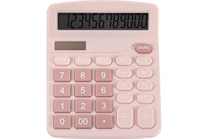 YAMHOHO Upgraded calculator, 12-bit solar battery office calculator with large LCD display, large induction buttons, dual power desktop calculator for office, home, school (Solar Pink)