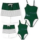 PATPAT Family Matching Summer Swimwear, Women and Girl One-Piece Swimsuit, Men and Boy Swim Trunks