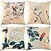 TongXi Colourful Flower Bird Butterfly Pattern Decorative Throw Pillow Case Cushion Covers 18x18 Inches Pack of 4