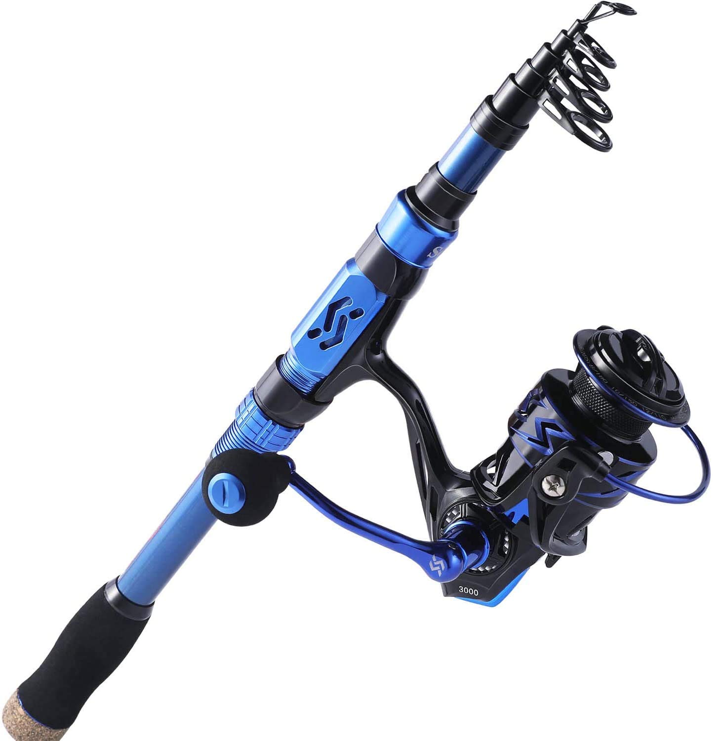 Sougayilang Fishing Rod Reel Combos, 24Ton Carbon Fibre, Portable Telescopic Fishing Pole for Travel with Spinning Reels for Saltwater Freshwater 2.7B