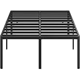 Lutown-Teen 25 Inch High Full Size Bed Frame with Rounded Corner Legs, Sturdy Mattress Foundation, Heavy Duty Metal Platform Bed Frame Full No Box Spring Needed, Noise Free, Easy Assembly, Black