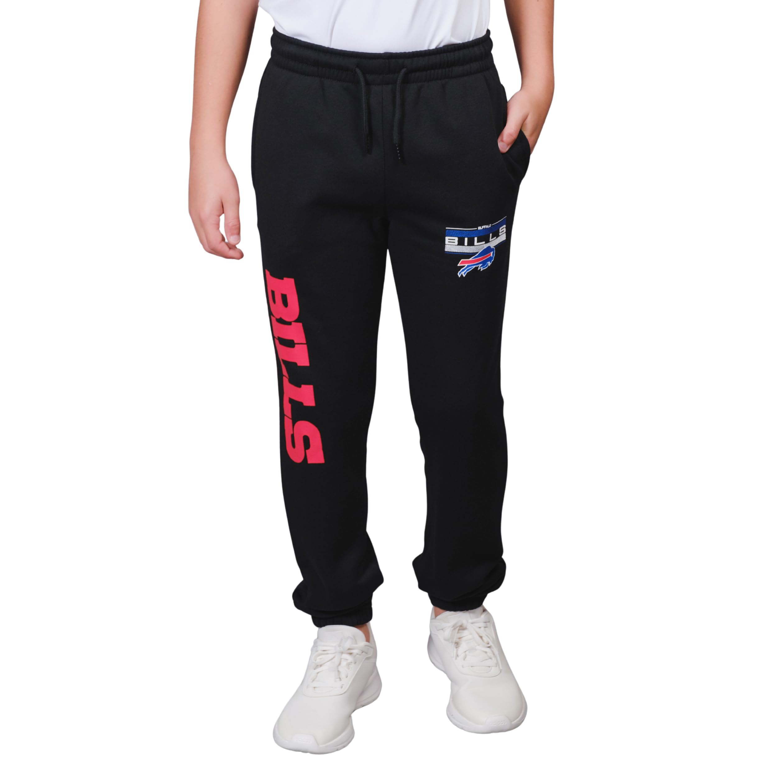 Ultra Game NFL Official Youth Super Soft Game Day Jogger Sweatpants, Buffalo Bills, Black, 10-12 Image