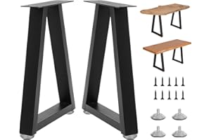 Rioychan 22 Inch Metal Desk Table Legs, Trapezoid Metal Coffee Table Legs,Heavy Duty Industrial Dinning Table Leg with Adjustment Feet Pads (Bear Up to 800lb)