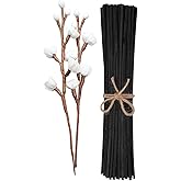 100pcs Black Reed Diffuser Sticks add 2 Pcs Sola Flowers 10 Inch Fiber Reed Diffuser Refill Aromatherapy Sticks Replacements