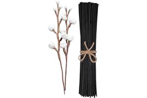 NONGCUNREN 100pcs Black Reed Diffuser Sticks add 2 Pcs Sola Flowers 10 Inch Fiber Reed Diffuser Refill Aromatherapy Sticks Replacements Stick for Home
