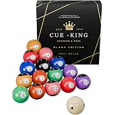 Cue-King Pool Balls Black Edition, Billiard Balls, Grade AA+ 2-1/4" Regulation Size Set with Pro Dotted Cue Ball, Pool Table Balls, Billiard Balls Set, Pool Ball Set, Bolas De Billar