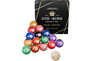 Cue-King Pool Balls Black Edition, Billiard Balls, Grade AA+ 2-1/4" Regulation Size Set with Pro Dotted Cue Ball, Pool Table Balls, Billiard Balls Set, Pool Ball Set, Bolas De Billar