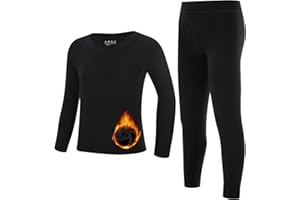 Runhit Boys Thermal Underwear Set Youth Kids Long Johns Boy Base Layer Soft Thermal Pants Fleece Lined Long Sleeve Shirt
