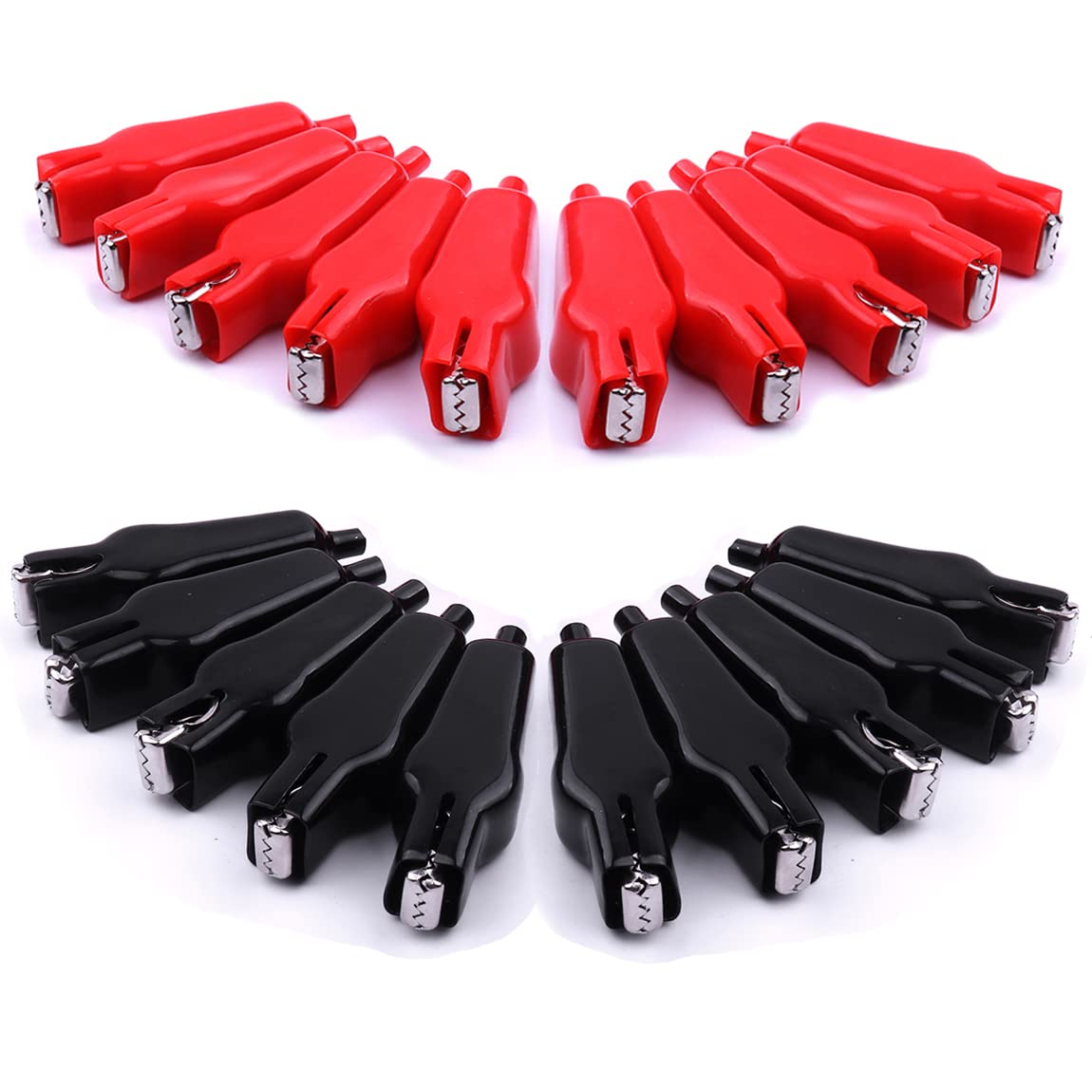ATOPLEE 10 Pairs Alligator Clips Electrical,20A Insulated Spring Loaded Truck Car Battery Heavy Duty Alligator Clips for Electrical Testing, Circuit Connection, Experiment (Black and Red)