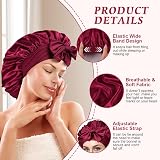 ACWOO Satin Bonnet Wrap 2 Pcs Silk Night Cap with Elastic Band Hair Care view 3