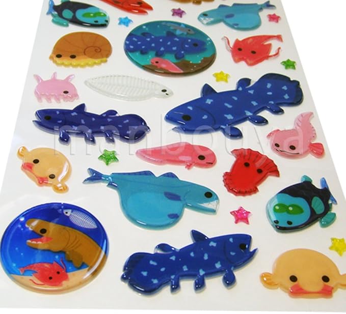Amazon Aip 水族館シール 深海魚グッズ うみうみプラネット シーラカンス Io 10 シール ステッカー おもちゃ