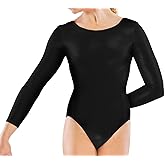 Loxdonz Girls Leotard Basic Long Sleeve Ballet Dance Leotard Kids Stretch Gymnastics Bodysuit Top