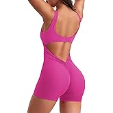 YEOREO One Piece Workout Jumpsuits for Women Backless Tummy Control Sleeveless Jumpsuits Lizvette V Back Scrunch Yoga Romper