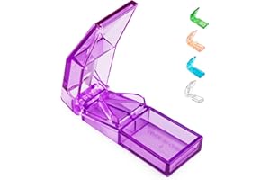 Ultrassist Pill Cutter and Splitter for Cutting Small or Large Pills, Accurate Medicine Splitter with Stainless Steel Blade, Transparent Vitamins Slicer Assorted Colors
