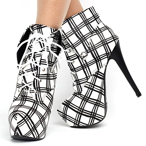 SHOW-STORY-Black-Geometric-Fold-Over-Lace-Up-Stiletto-Gothic-Ankle-BootieLF80832