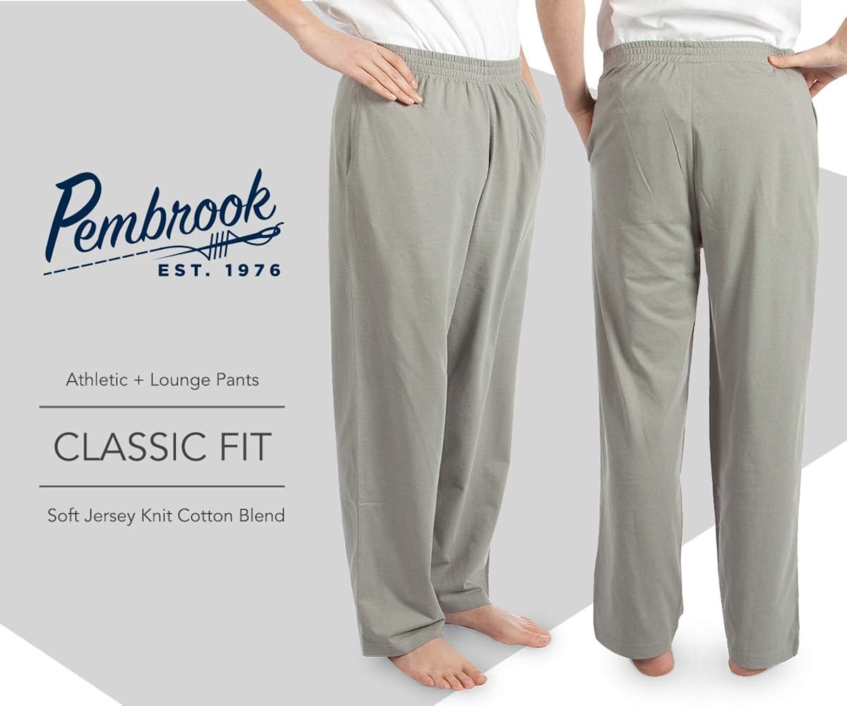 Pembrook Mens Jersey Knit Pants with Elastic Waistband at  Men’s Clothing store