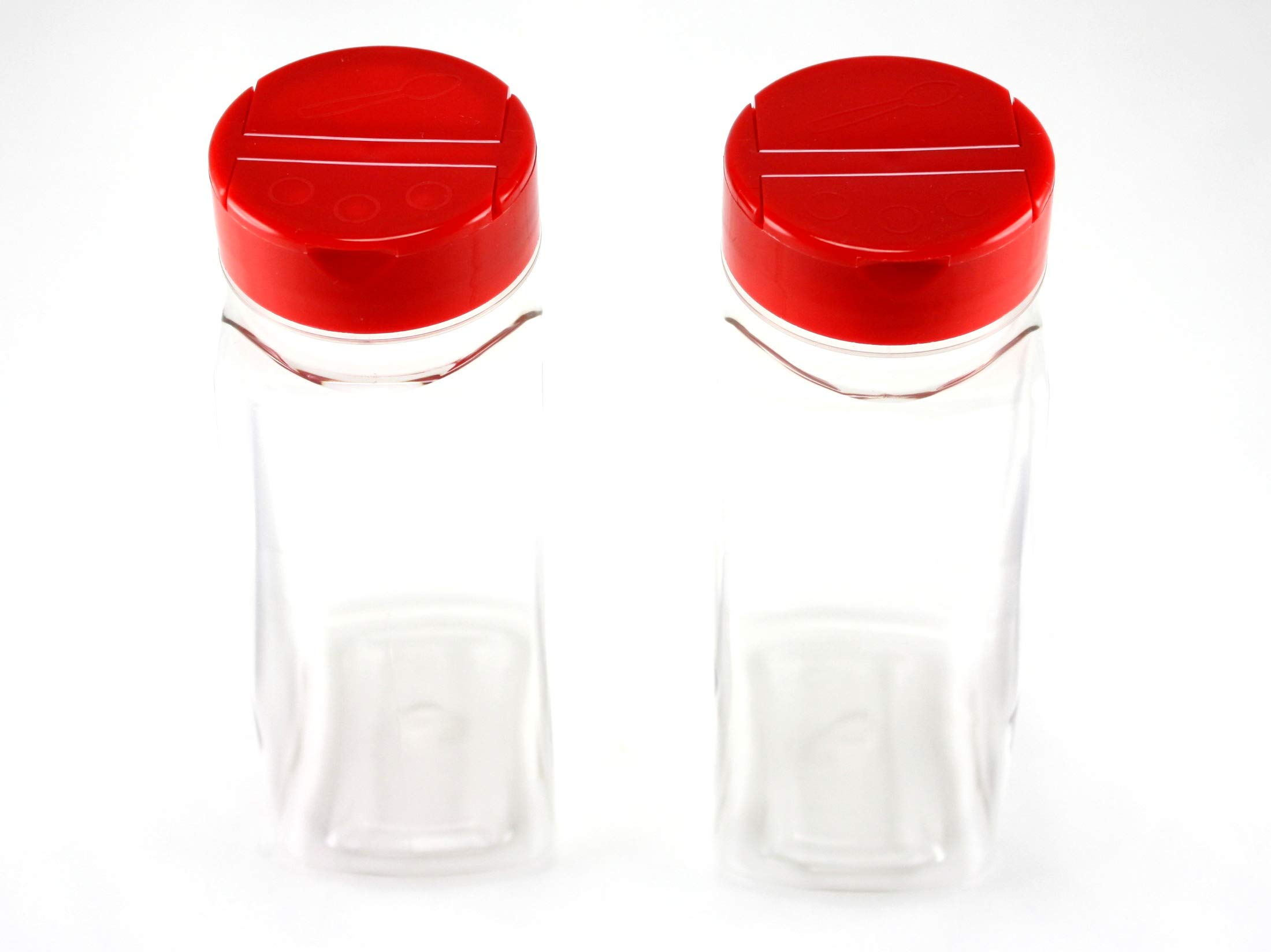Skyway Supreme Large 16 OZ Clear Plastic Spice Bottles Jars Containers Set of 2 Flap Cap