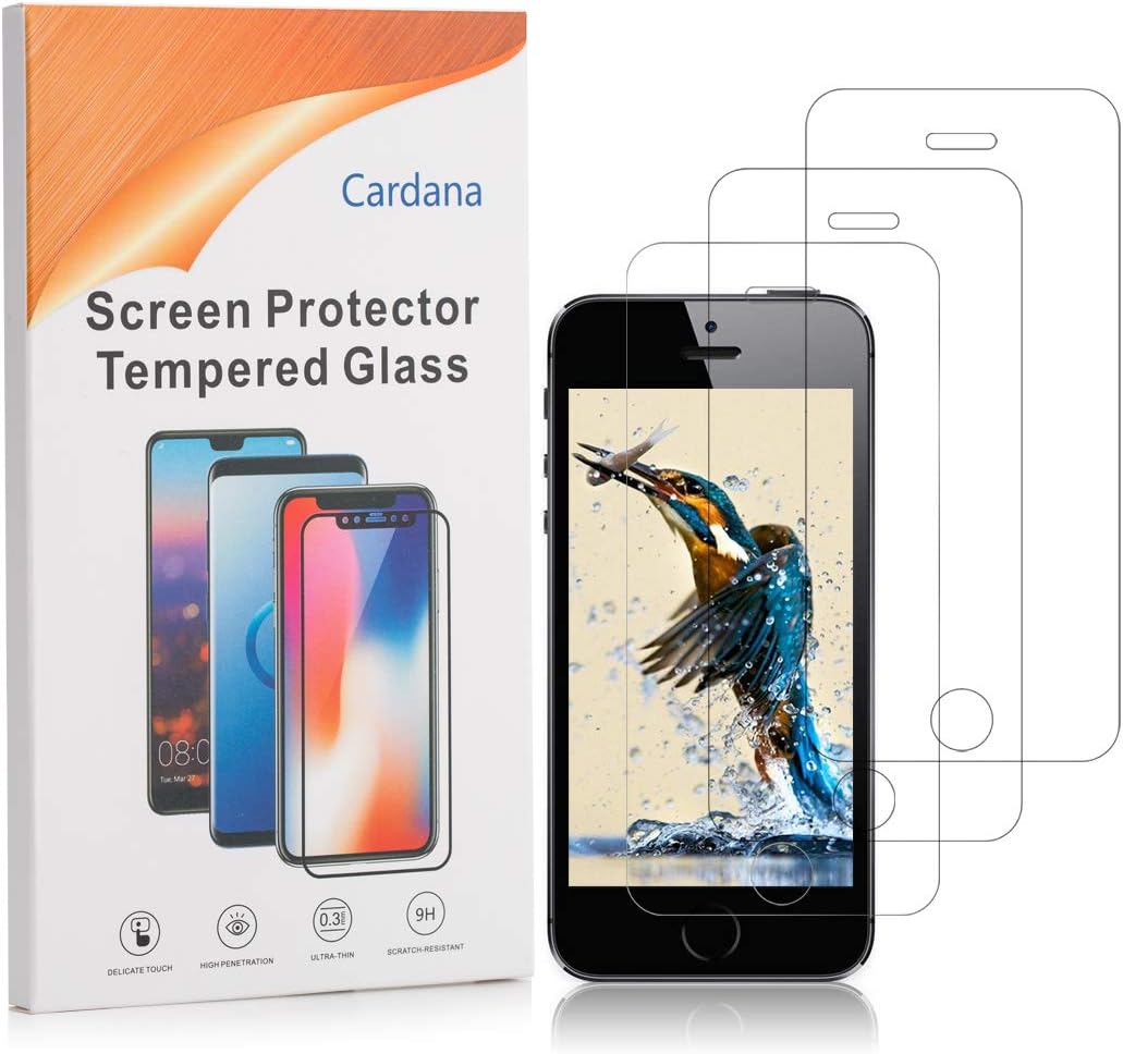 Cardana | 3 x Shatter-Proof Tempered Glass for Apple iPhone 5 Protector 9h Glass