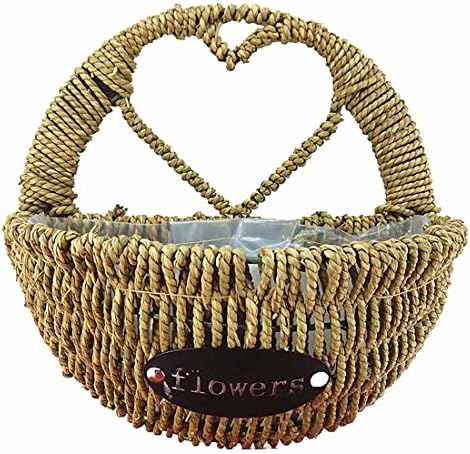 Mecai metal wall basket planter straw wicker hanging basket Artificial plant flowerpot-12 inch