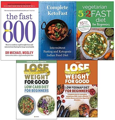 The fast 800 michael mosley, complete ketofast, vegetarian 5 2 fast diet for beginners, low carb diet, low fodmap diet 5 books collection set