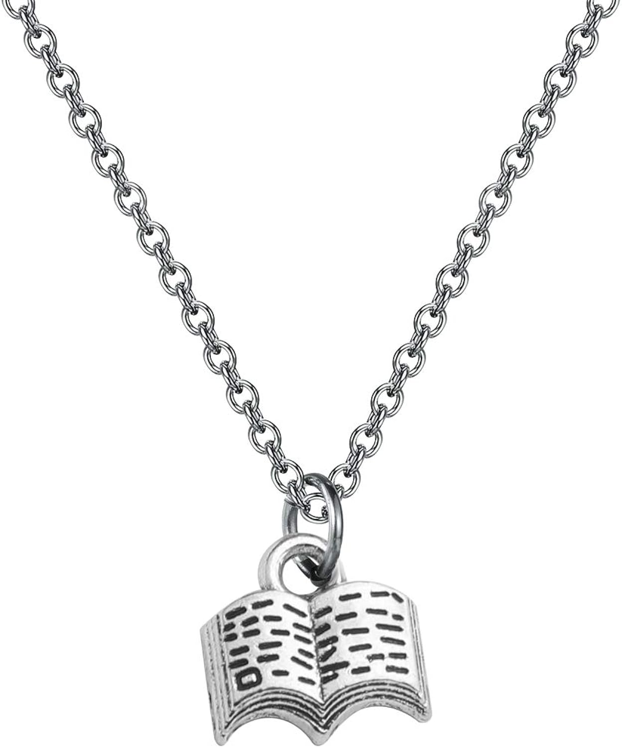 Book Lover Necklace Book Pendant Necklace Reading Jewelry Book Club