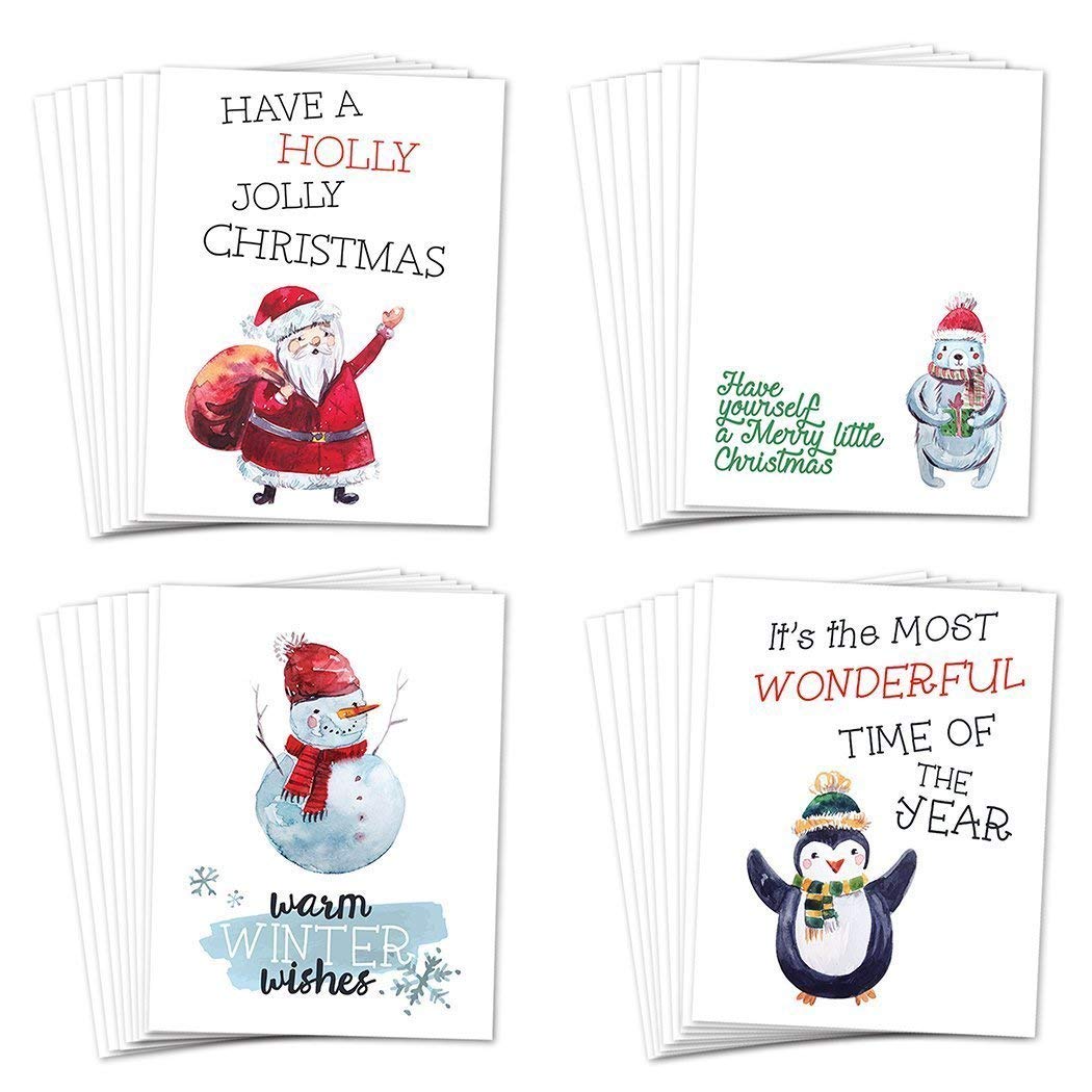 Amazon Com Cute Christmas Holiday Cards 48 Pack With Envelopes 4