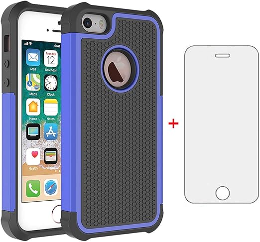 Amazon Com Phone Case For Iphone 5s 5 Se 5se With Tempered Glass Screen Protector Cover And Cell Accessories Slim Silicone Rubber Iphone5 Iphone5s Iphonese Iphone6se I 6se Iphone5se Cases Girls Boys Black
