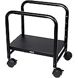 EUREKA ERGONOMIC Computer Cart Height Adjustable Mobile Cart CPU Stand Steel Rolling Stand Cart Holder Locking Wheels for Home Desk Office Desk Black