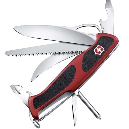 Victorinox Taschenmesser Ranger Grip 58 Hunter (13 Funktionen, Einhand-Feststellklinge) rot/schwarz