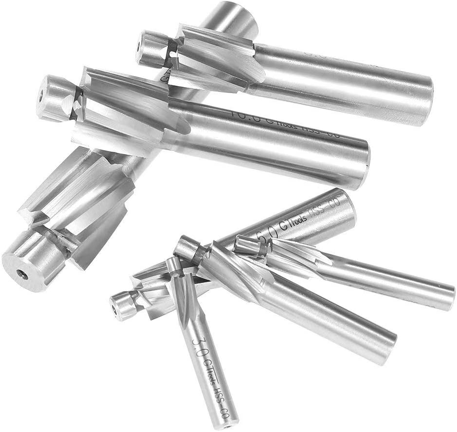 GLGGLG 7pcs/Set Counterbore Set M3M12 HighSpeed Steel 4 Flutes