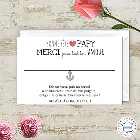 Enveloppe Uvacn Carte De Voeux Bonne Fete Papy Fete Des Grands Peres Fabrique En France Idee Cadeau Original Anniversaire Papy Noel Bracelet Porte Bonheur 1 Ancre Inox Je Taime Papy Fournitures De Bureau Papeterie