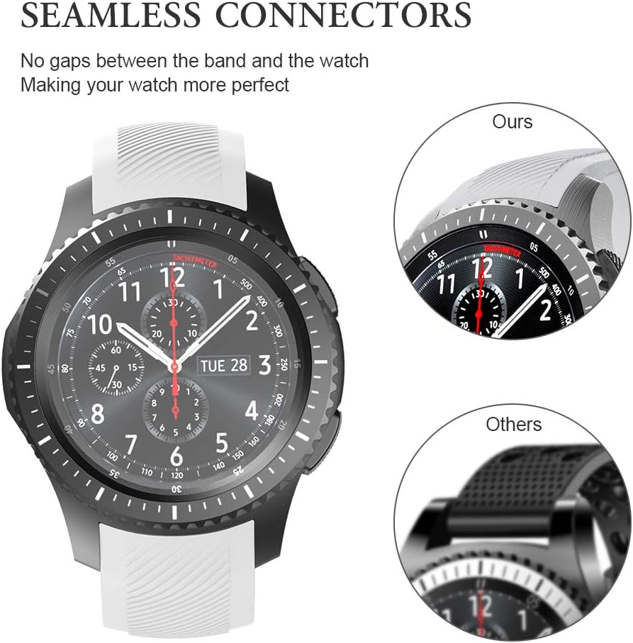 NotoCity for Gear S3 Frontier Band No Gaps,Silicone Replacement Band for Samsung Gear S3 Frontier/Gear S3 Classic/Galaxy Watch 46mm(white) - Image 3