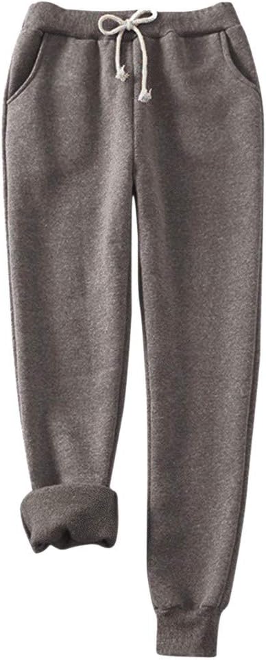 Women's Warm Sherpa Lined Athletic Sweatpants Jogger Fleece Pants Solid Casual Sport Trousers