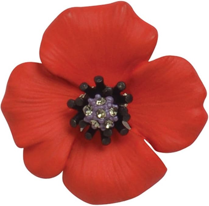 Broche Coquelicot En Cristal Rouge Plaqué Or - Taille 1,75/1,75 Cm - Neuve Sans Emballage