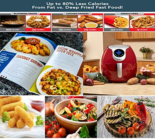 Power Air Fryer XL 3.4 QT Delux Red Air Fryer (Certified Refurbished)