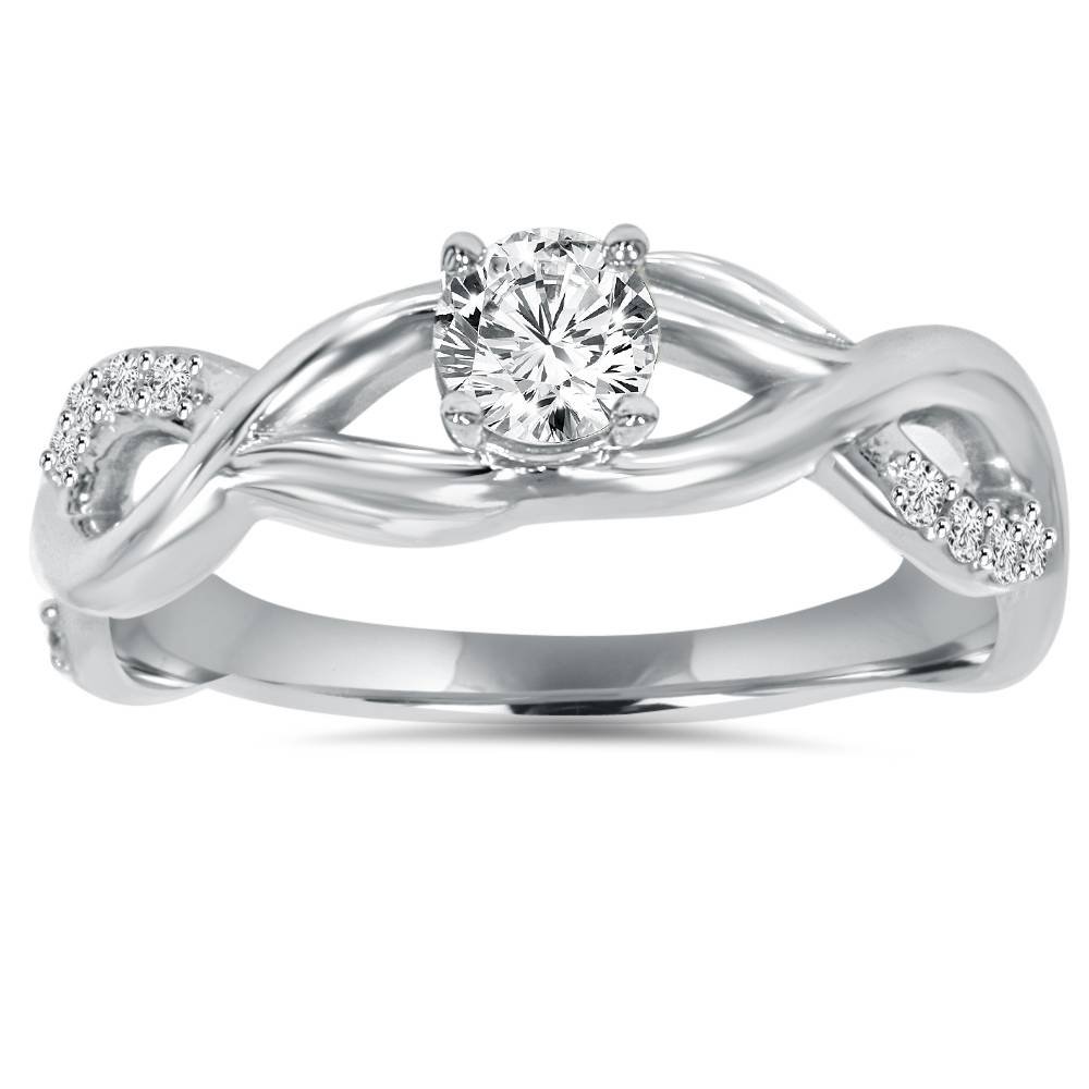 1/2CT Vintage Infinity Diamond Engagement Ring 14K White Gold