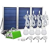 [30W Panel Foldable] HKYH Solar Panel Lighting Kit, Solar Home DC System Kit, USB Solar Charger with 4 LED Light Bulb as Emergency Light and 5 Mobile Phone Charger/5V 2A Output Can Charge Power Bank