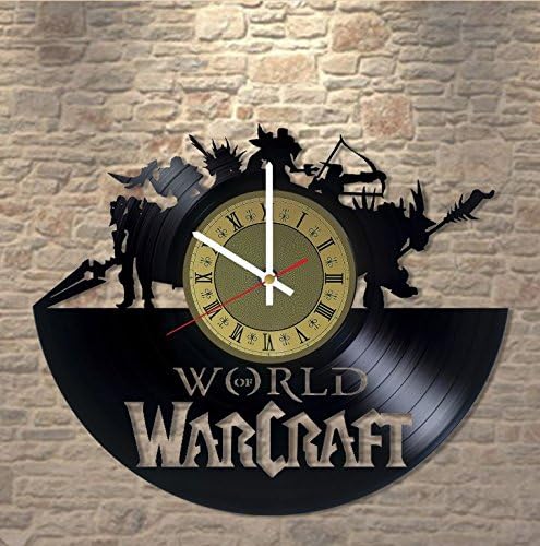 World of Warcraft artwork vinyl wall clock - handmade home bedroom living kids room nursery wall decor great gifts idea for birthday, wedding, anniversary - customize your (Gold/White)