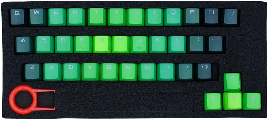 ATTAV 37 Keys PBT Keycaps Backlit Double Injection-Color Keycaps Set for Mechanical Keyboard (Gradient Green)