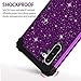 LONTECT Compatible Galaxy Note 10 Case Luxury Glitter Sparkle Bling Heavy Duty Hybrid Sturdy High Impact Shockproof Protective Cover Case for Samsung Galaxy Note 10, Shiny Purple/Black