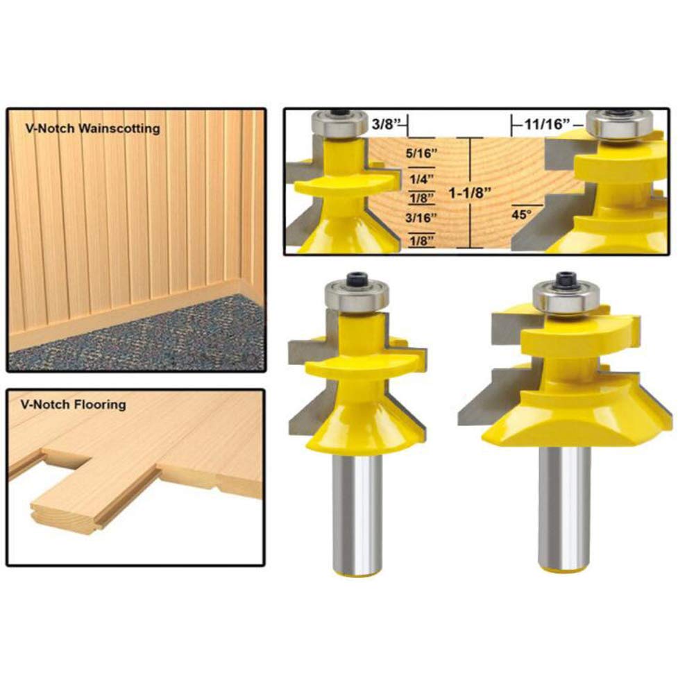 MAYLNE 2 PCS Tongue and Groove Flooring Router Bit Set 1/2Inch Shank